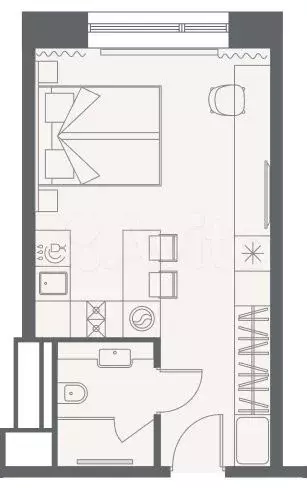 Апартаменты-студия, 27,2м, 7/12эт. - Фото 0