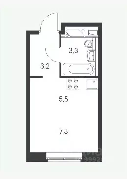 Студия Москва ул. Саларьевская, 10к2 (19.2 м) - Фото 0