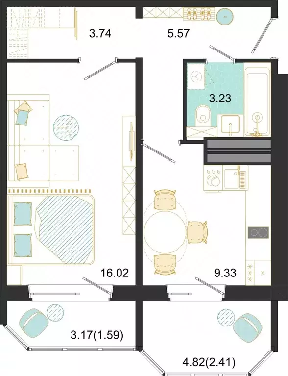 1-к кв. Московская область, Домодедово ул. Текстильщиков, 45 (41.89 м) - Фото 1