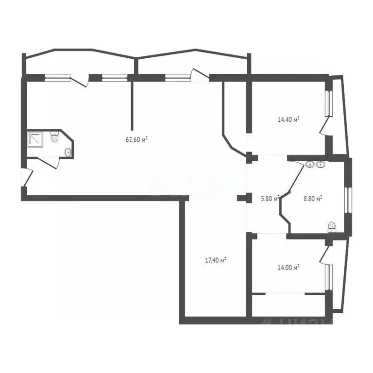 4-к кв. Новосибирская область, Новосибирск ул. Челюскинцев, 48/1 ... - Фото 1