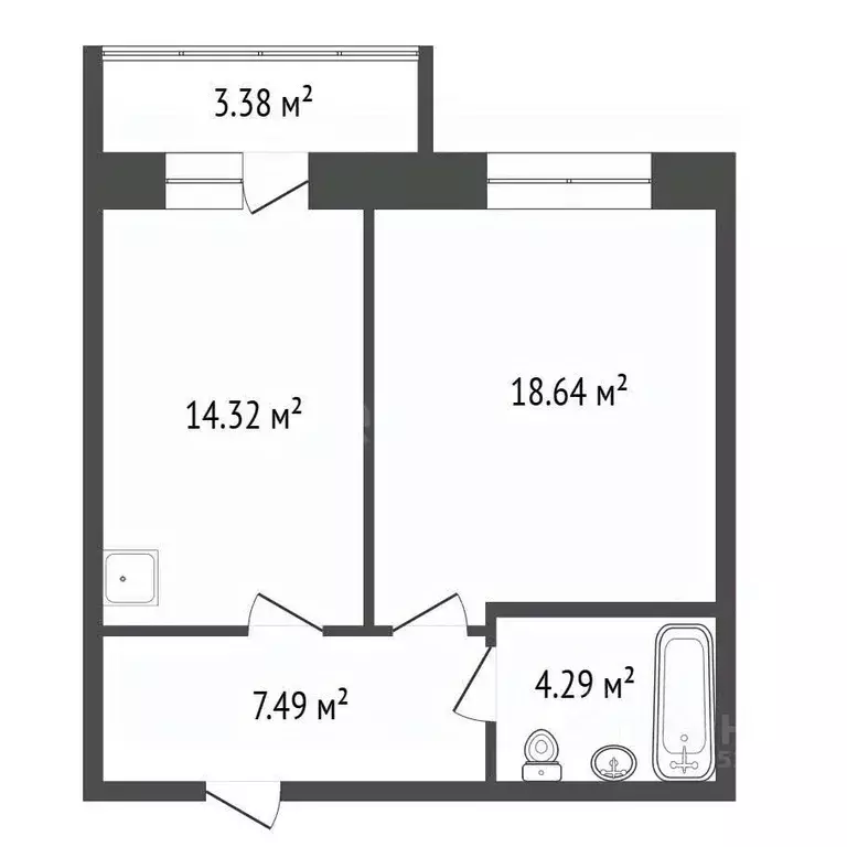 1-к кв. Красноярский край, Красноярск наб. Южная, 6 (45.0 м) - Фото 2