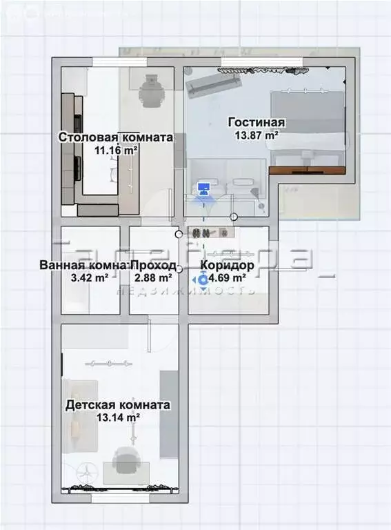 2-комнатная квартира: Лесосибирск, улица Портнягина, 14 (48 м) - Фото 1