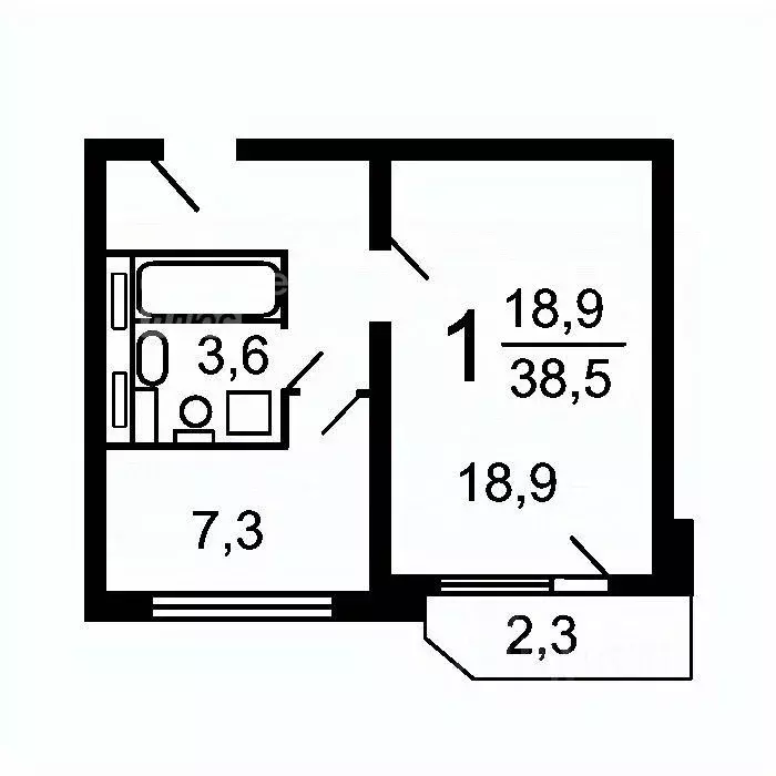 1-к кв. Москва Новомарьинская ул., 34 (38.5 м) - Фото 1
