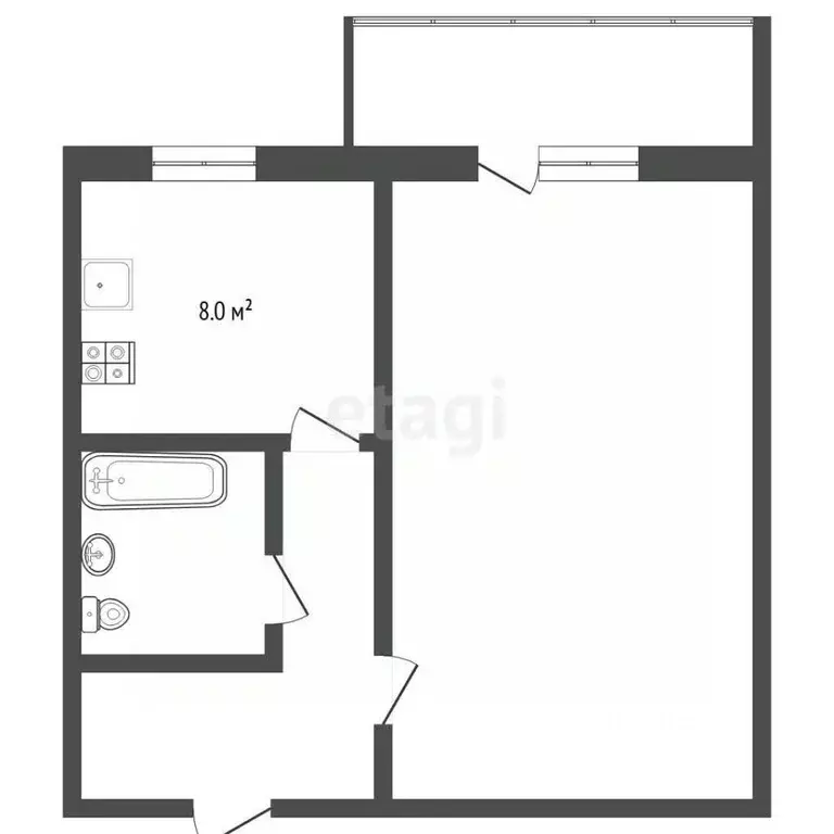 1-к кв. Тюменская область, Тюмень ул. Гастелло, 67 (29.6 м) - Фото 2