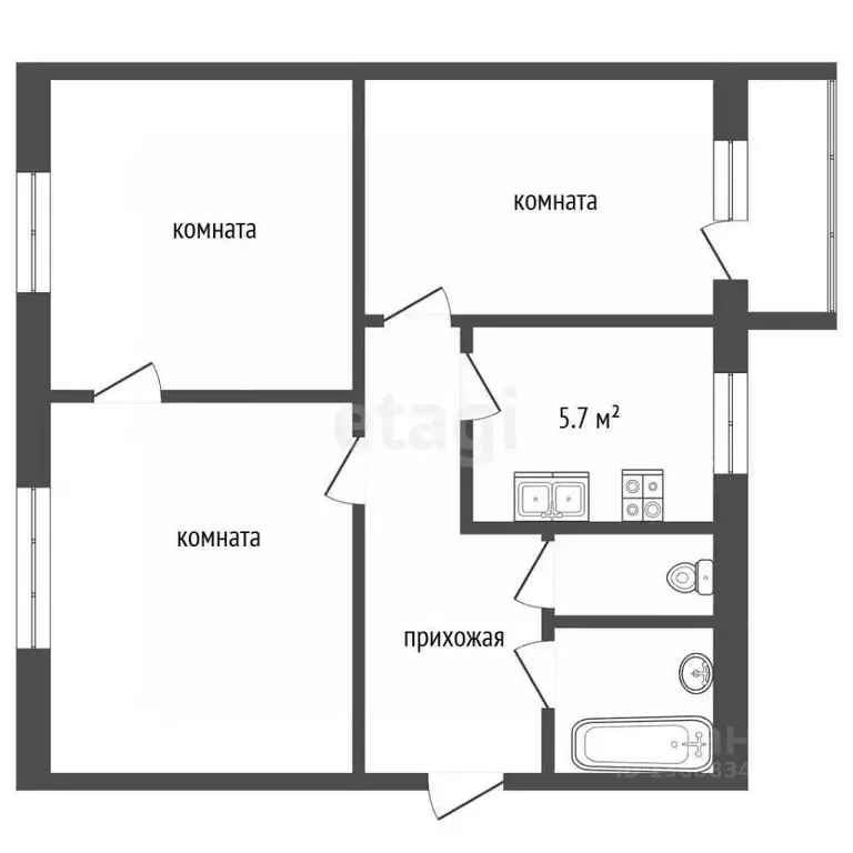 3-к кв. Хабаровский край, Амурск просп. Победы, 14 (59.8 м) - Фото 2