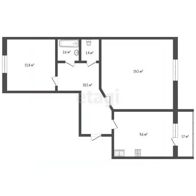 2-к кв. Башкортостан, Стерлитамакский район, Отрадовский сельсовет, с. ... - Фото 2