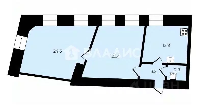 2-к кв. Санкт-Петербург 9-я Советская ул., 10-12 (66.7 м) - Фото 2