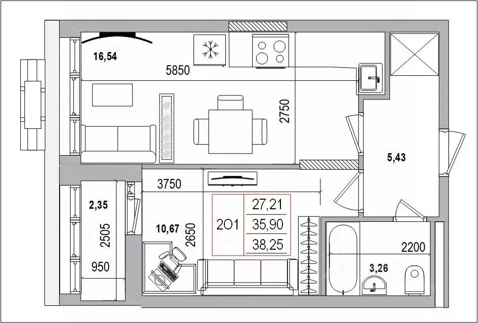 2-к кв. Белгородская область, Белгород Славянская ул. (38.27 м) - Фото 0