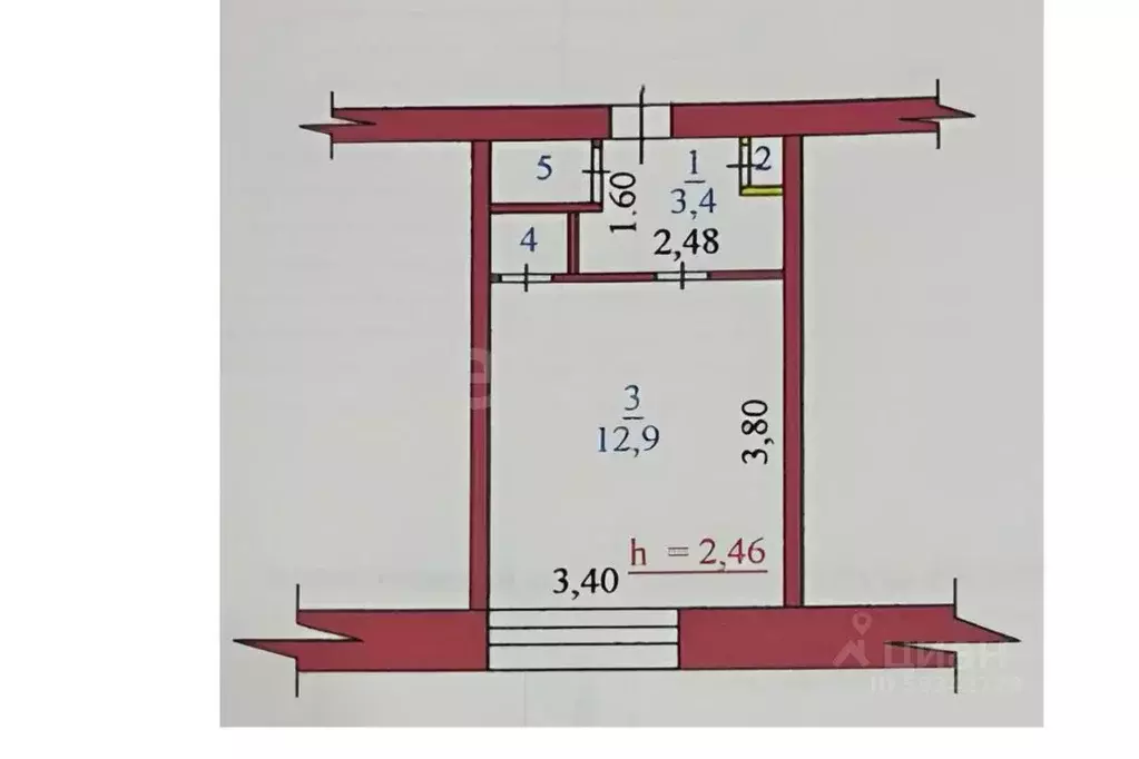 1-к кв. Архангельская область, Новодвинск ул. 50-летия Октября, 46к1 ... - Фото 2