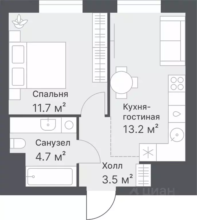 1-к кв. Тюменская область, Тюмень Кремлевская ул., 95 (33.1 м) - Фото 0