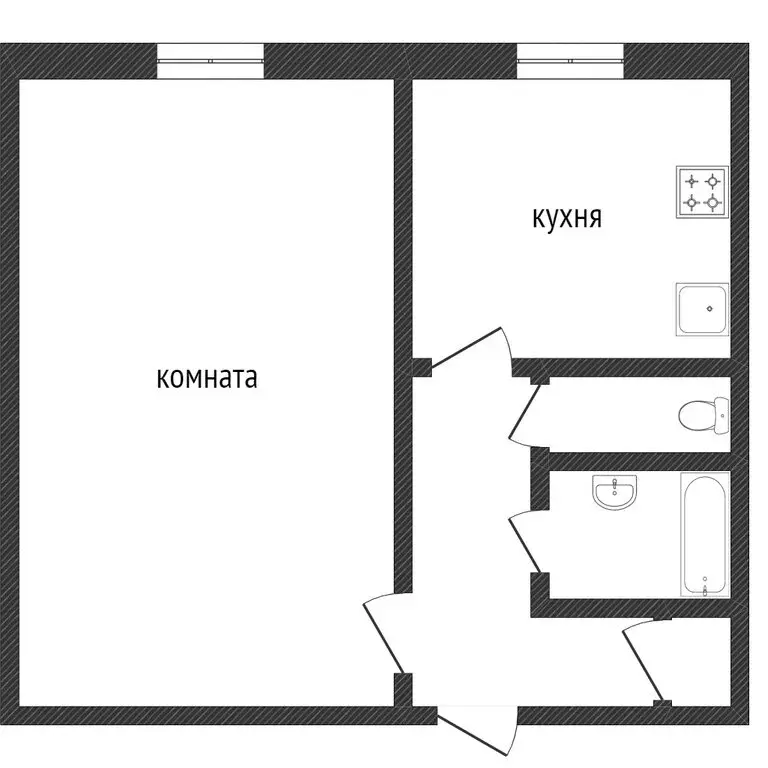 1к в -комнатной квартире (34.8 м) - Фото 1