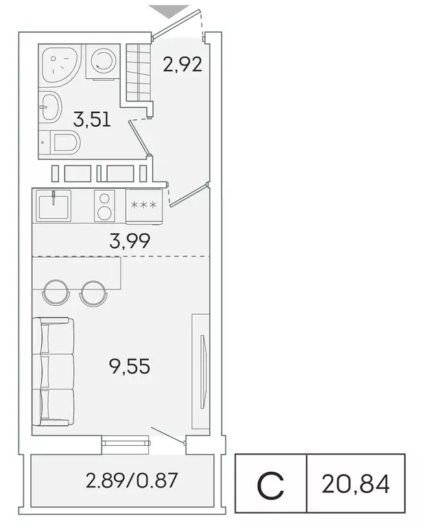 квартира-студия, 20 м - Фото 0