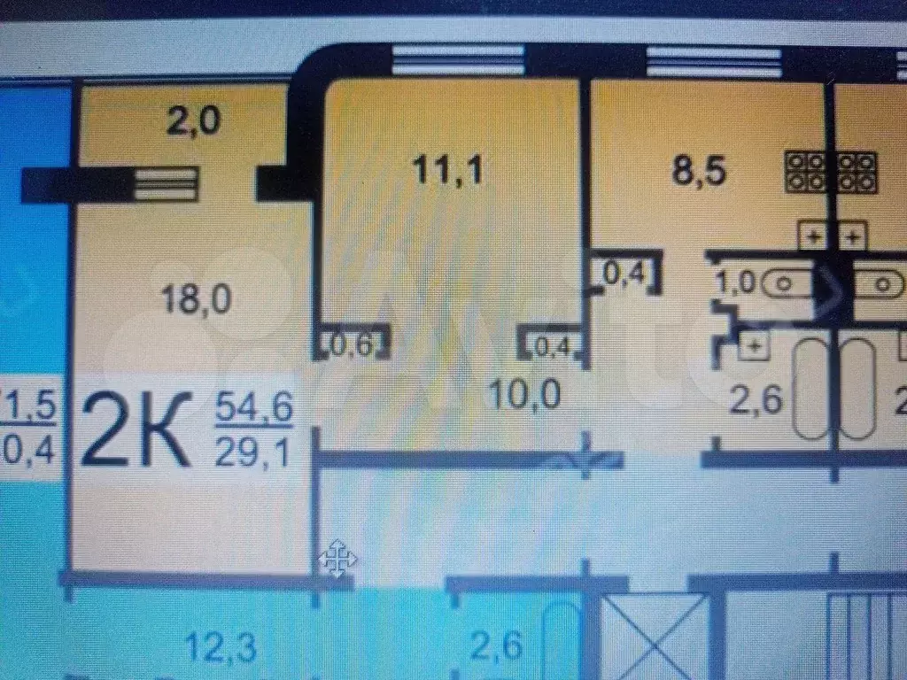 2-к. квартира, 54 м, 5/10 эт. - Фото 0
