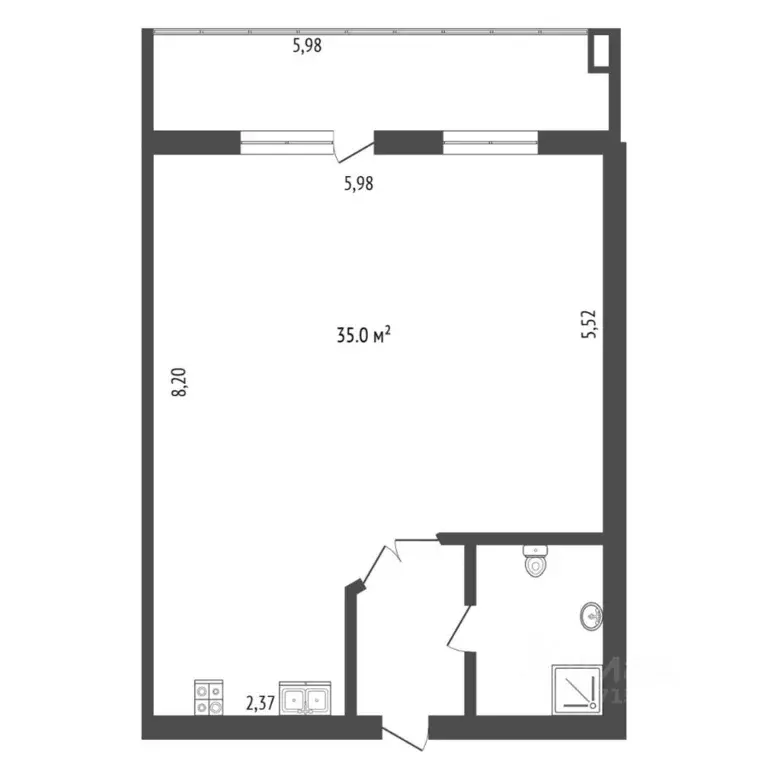 Студия Тюменская область, Тюмень ул. Московский Тракт, 14 (47.5 м) - Фото 2