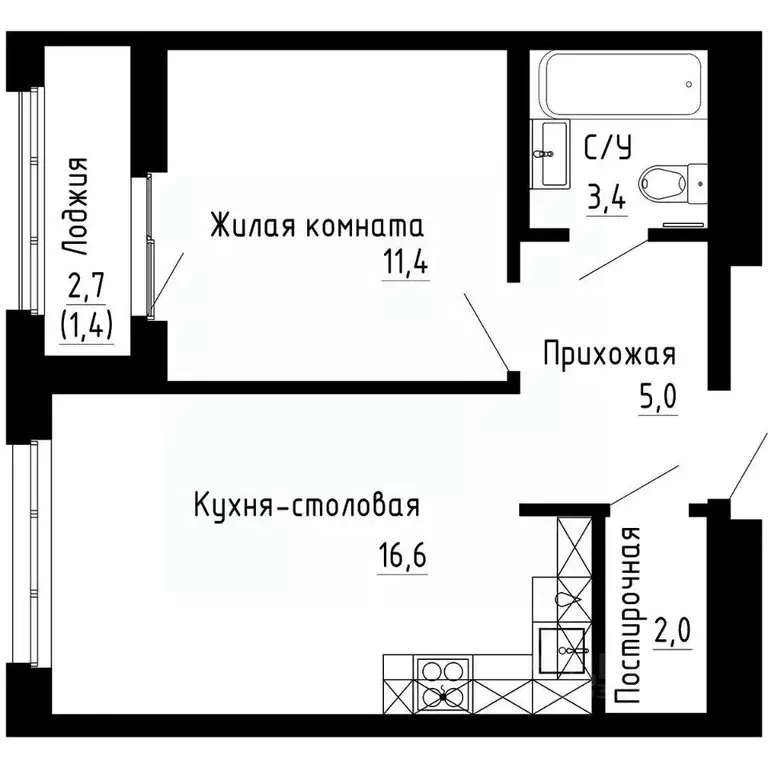 1-к кв. Приморский край, Владивосток 7Я жилой комплекс (39.8 м) - Фото 1