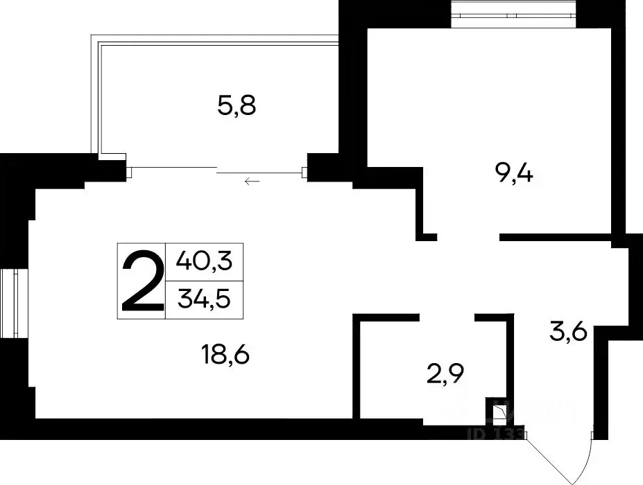 2-к кв. Крым, Евпатория Курортный кв-л,  (40.3 м) - Фото 1