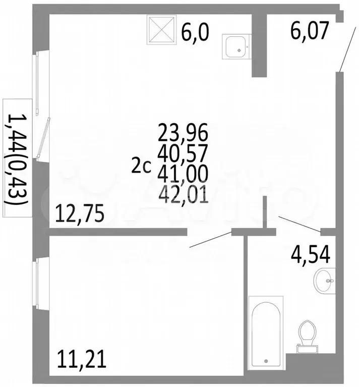 2-к. квартира, 41 м, 7/10 эт. - Фото 0