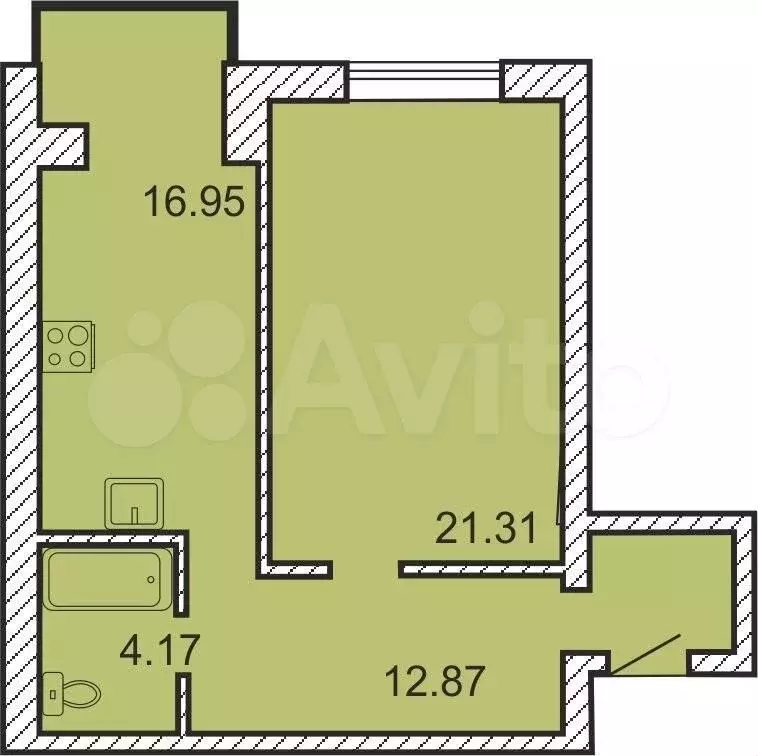 1-к. квартира, 55,3 м, 1/4 эт. - Фото 0