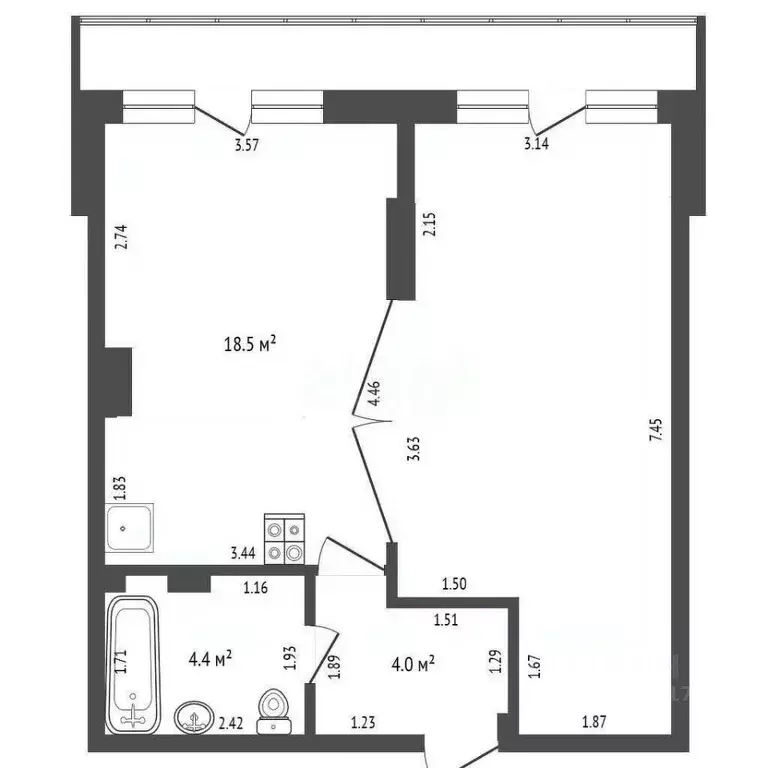 1-к кв. Севастополь ул. Челнокова, 17к1 (50.9 м) - Фото 2