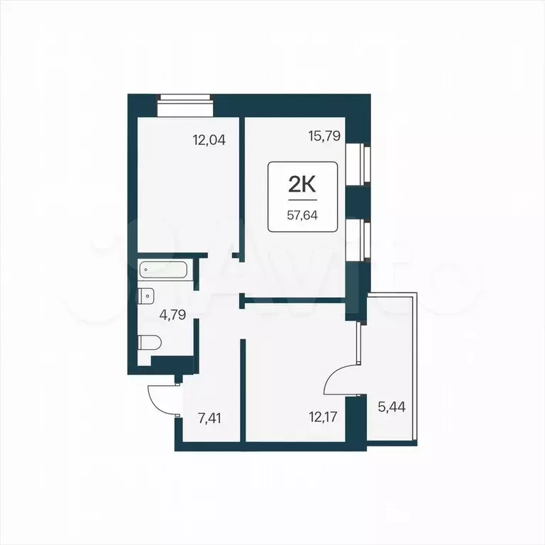 2-к. квартира, 57,6 м, 20/25 эт. - Фото 0