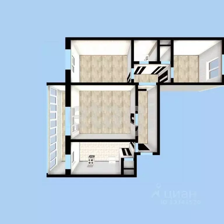 3-к кв. Ульяновская область, Ульяновск ул. Рябикова, 71 (63.4 м) - Фото 2