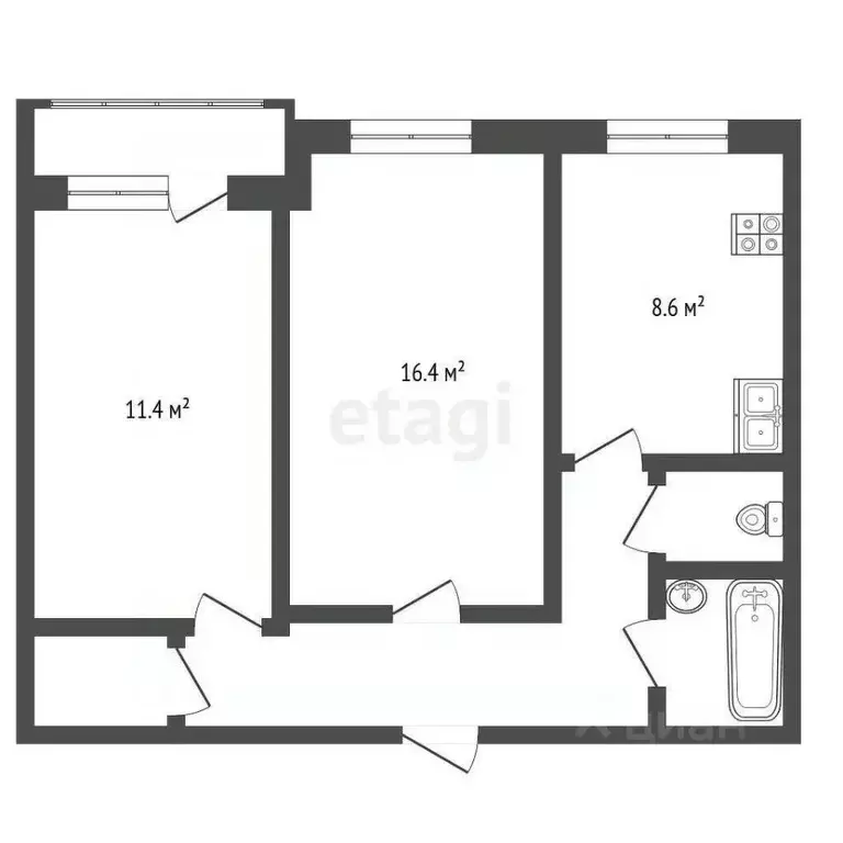 2-к кв. Башкортостан, Стерлитамак Полевая ул., 21 (50.3 м) - Фото 1