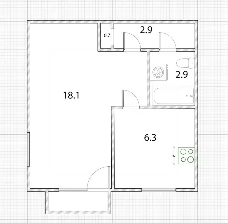 1-к кв. Санкт-Петербург Гранитная ул., 44 (30.9 м) - Фото 2