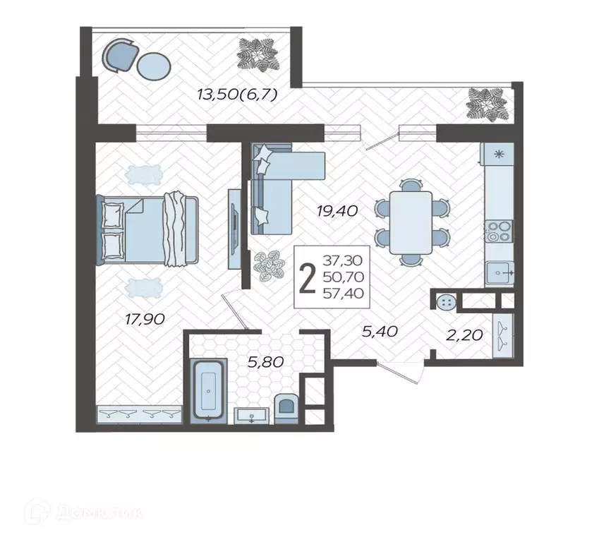 Продаётся 2-к квартира, 58.2 м - Фото 0