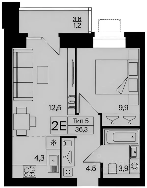 2-к кв. Коми, Сыктывкар Тентюковская ул., 320к1 (35.1 м) - Фото 1