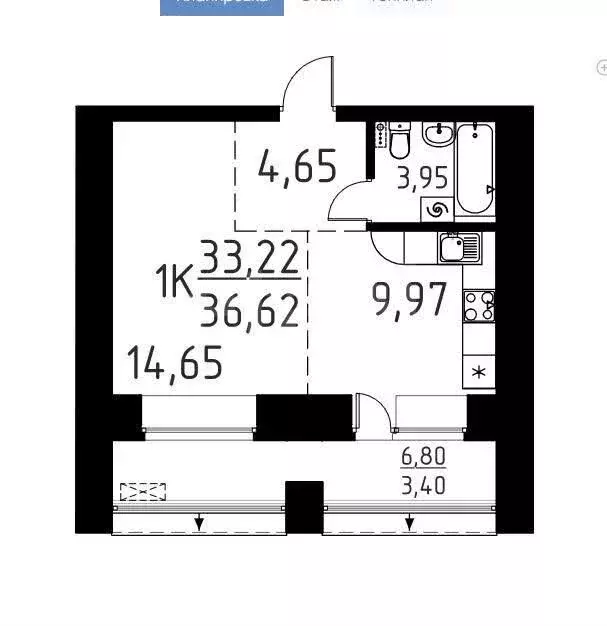 Квартира-студия: Кисловка, микрорайон Левобережный, улица Василия ... - Фото 1