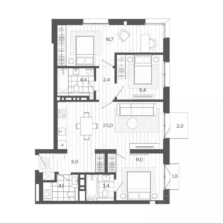 4-к кв. Алтайский край, Барнаул тракт Змеиногорский, 35Б (83.4 м) - Фото 0