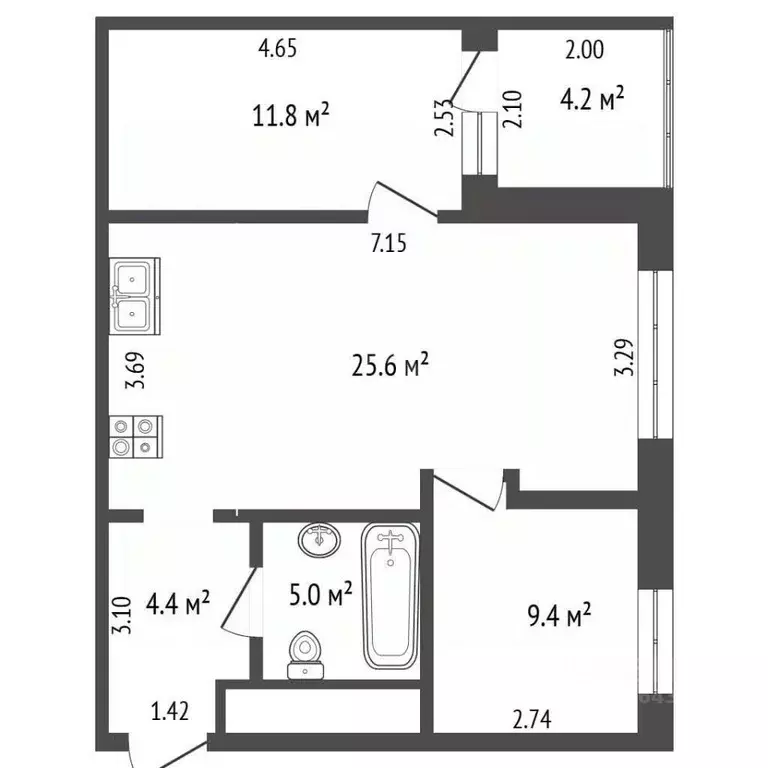 2-к кв. Москва Карамышевская наб., 60К1 (57.3 м) - Фото 2