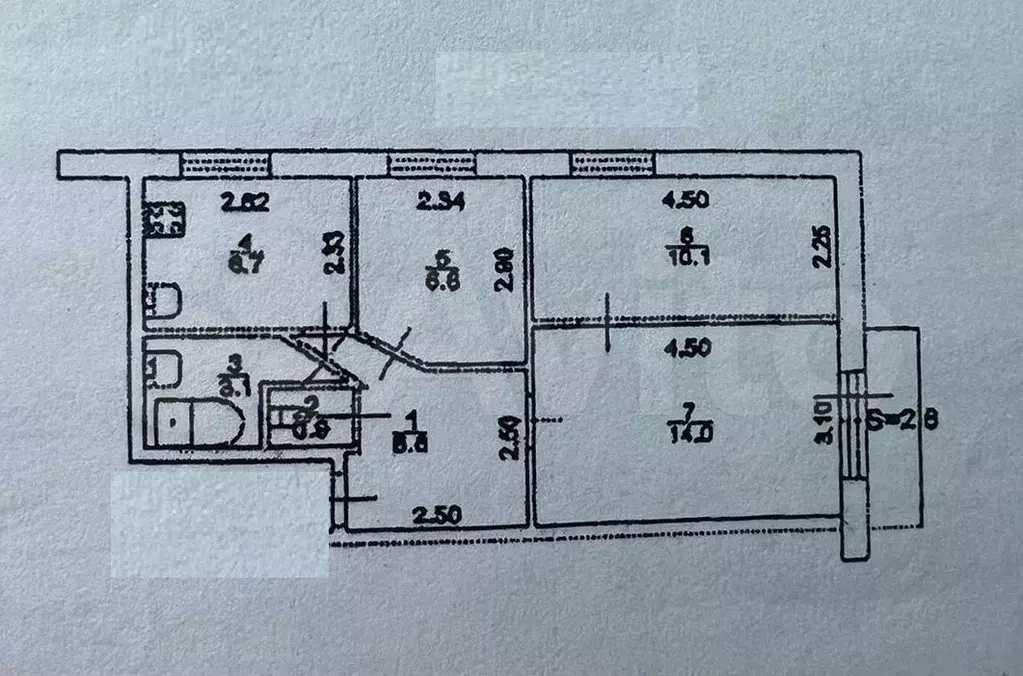 3-к. квартира, 48,3 м, 1/5 эт. - Фото 0