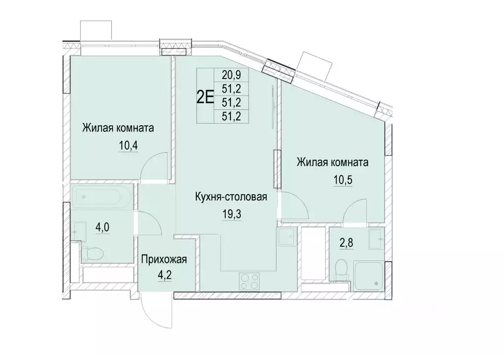 2-к кв. Московская область, Мытищи ул. Академика Каргина, 26А (51.2 м) - Фото 0