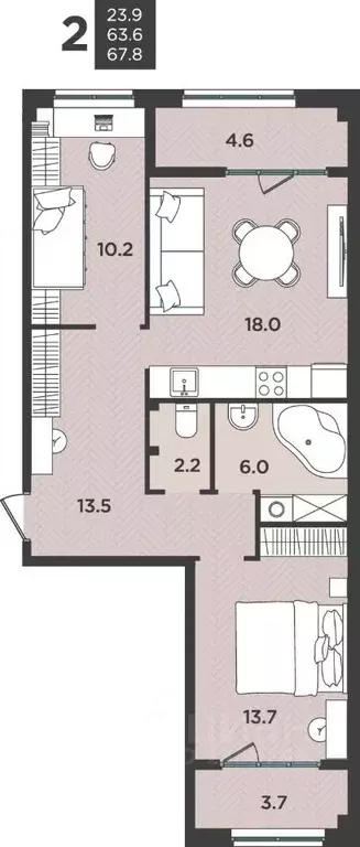 2-к кв. Архангельская область, Северодвинск  (67.8 м) - Фото 0