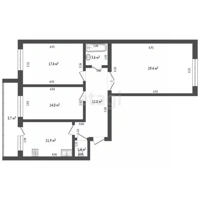 3-к кв. Мордовия, Саранск Мордовская ул., 35К195 (89.0 м) - Фото 2