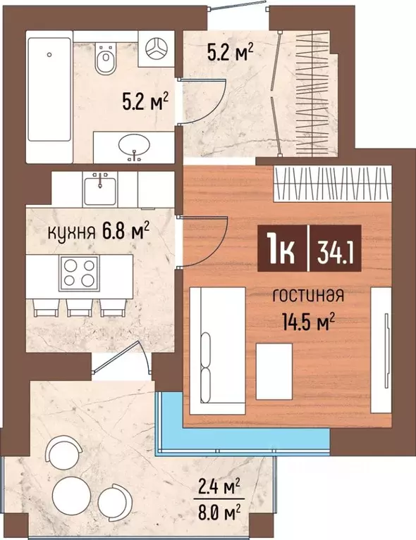 1-к кв. Калининградская область, Светлогорск Парковый жилой комплекс, ... - Фото 1