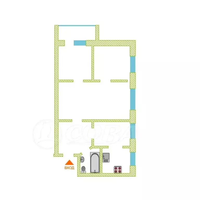 3-комнатная квартира: Тюмень, улица Беляева, 21 (61 м) - Фото 2