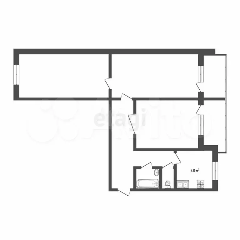 3-к. квартира, 66 м, 4/5 эт. - Фото 0