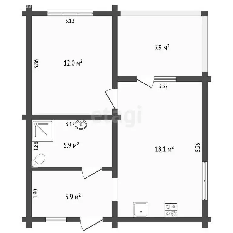 Дом в Тюмень, садовое товарищество Якорь, Земляничная улица (52 м) - Фото 1