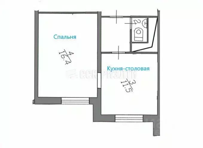 1-к кв. Московская область, Красногорск бул. Красногорский, 20 (31.4 ... - Фото 2