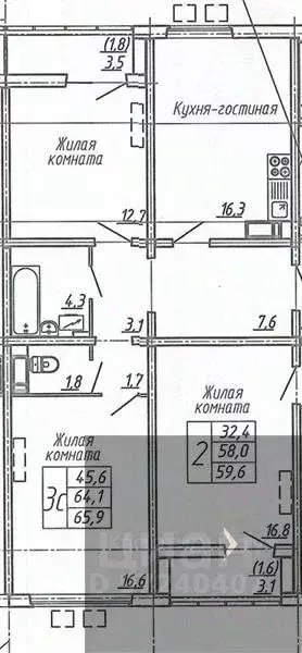 2-к кв. Воронежская область, Воронеж ул. Шишкова, 140Б/6 (66.4 м) - Фото 0