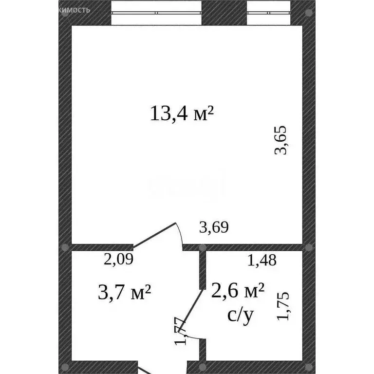 1-комнатная квартира: Казань, улица Батыршина, 40к2 (31.4 м) - Фото 1