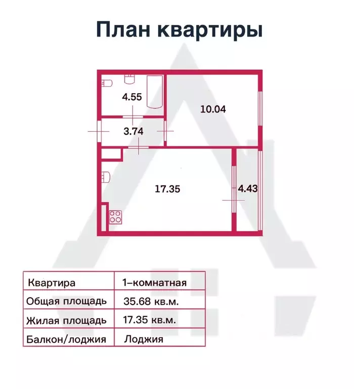 1-к кв. Санкт-Петербург Новолитовская ул., 14 (35.68 м) - Фото 1