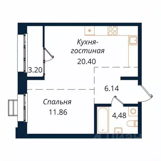 1-к кв. Иркутская область, Иркутск Байкальская ул., 246Б (46.1 м) - Фото 1