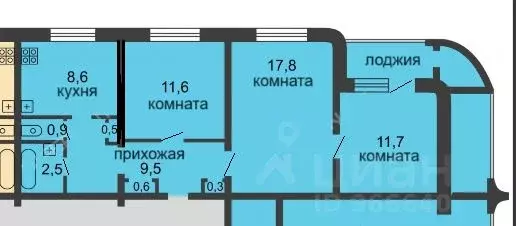 3-к кв. Нижегородская область, Нижний Новгород ул. Дьяконова, 6А (64.0 ... - Фото 0