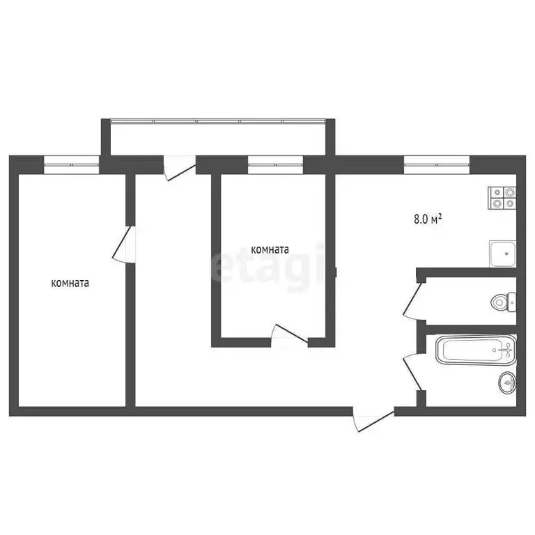 3-комнатная квартира: Чебаркуль, улица Крылова, 18 (53.4 м) - Фото 0