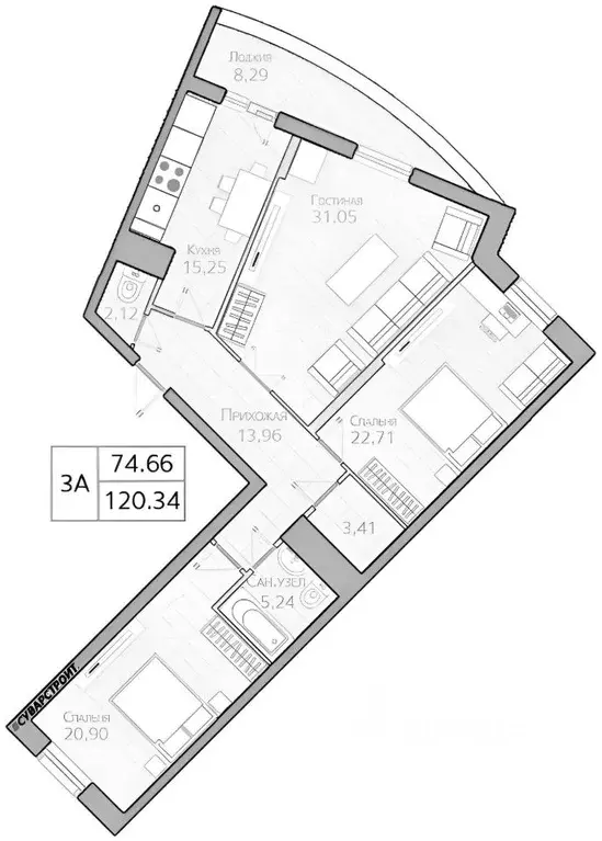 3-к кв. Татарстан, Казань Чистопольская ул., 86/10 (122.0 м) - Фото 1