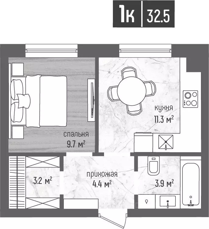 1-к кв. Калининградская область, Светлогорск  (32.5 м) - Фото 0
