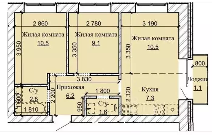 3-к кв. Алтайский край, Барнаул городской округ, Южный рп ул. Герцена, ... - Фото 0